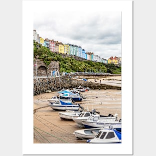 Tenby Harbour Boats Waiting For The Tide, Pembrokeshire, Wales Posters and Art